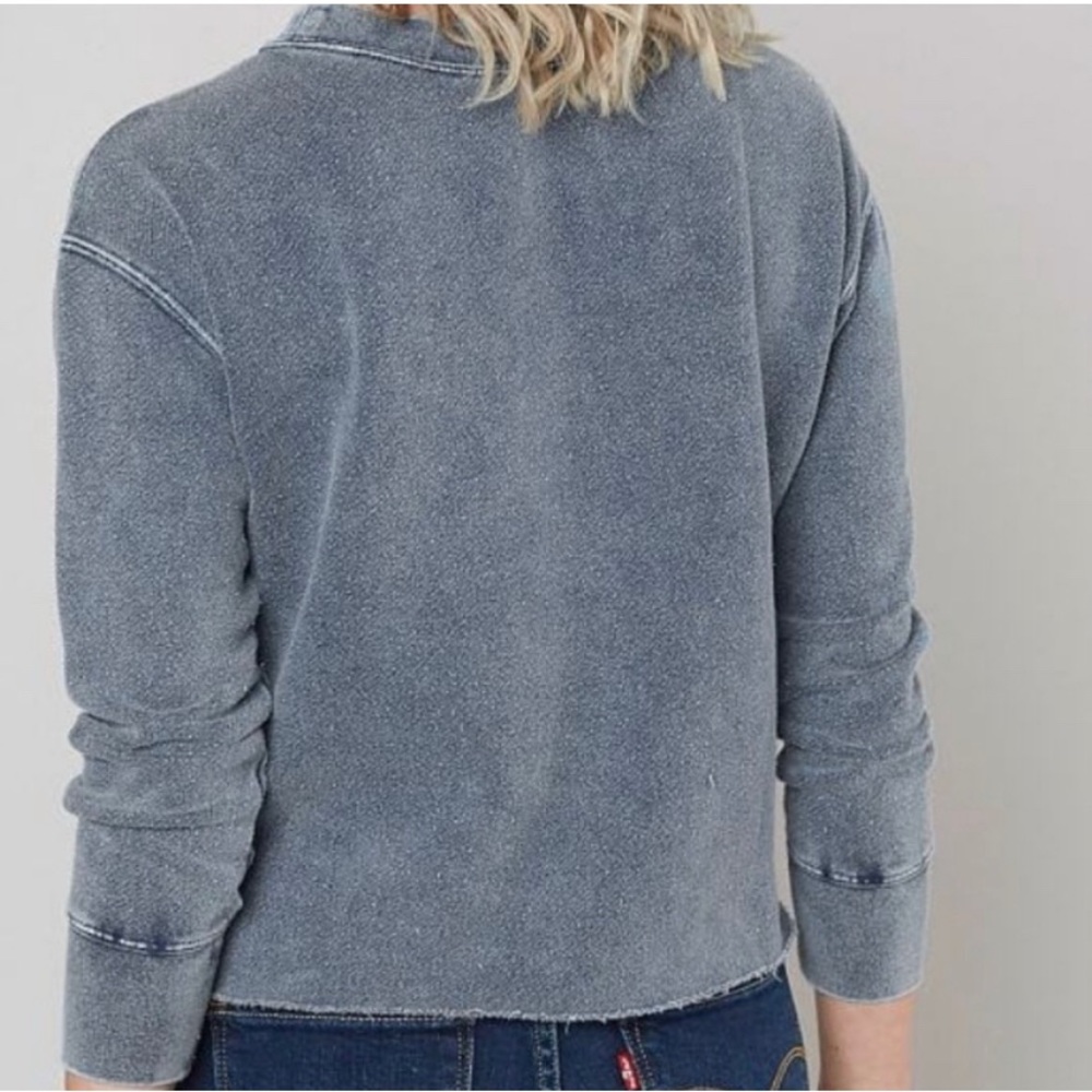 RVCA Cropped Distressed Pullover Sweatshirt XS - Picture 2 of 8